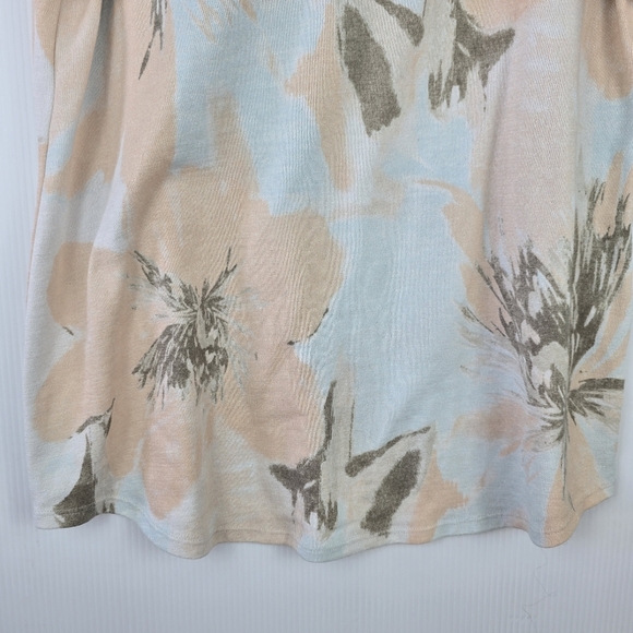 Chico's Womens Pullover Muted FloralKnit V-Neck Sweater LongSleeve Peach/Turq 2 - Picture 5 of 9